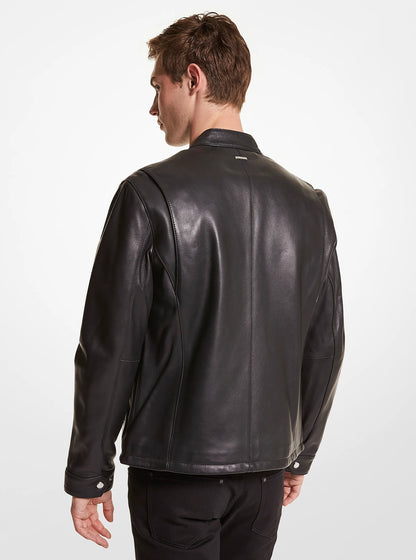 Michael Kors Leather Moto Jacket BLACK