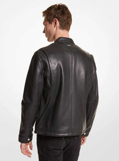 Michael Kors Leather Moto Jacket BLACK