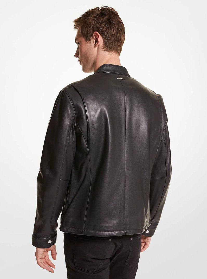 Michael Kors Leather Moto Jacket BLACK