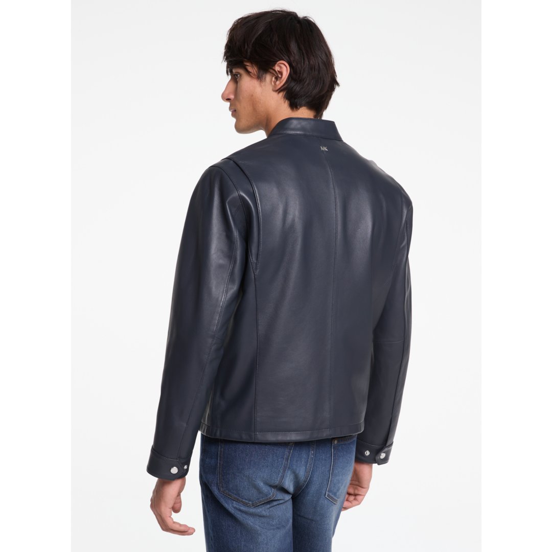 Michael Kors Leather Moto Jacket MIDNIGHT