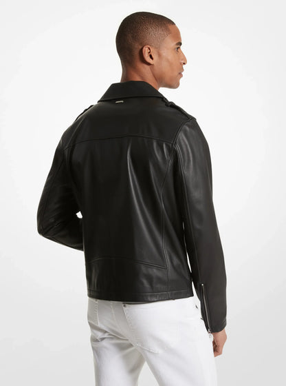 Michael Kors Leather Moto Jacket BLACK