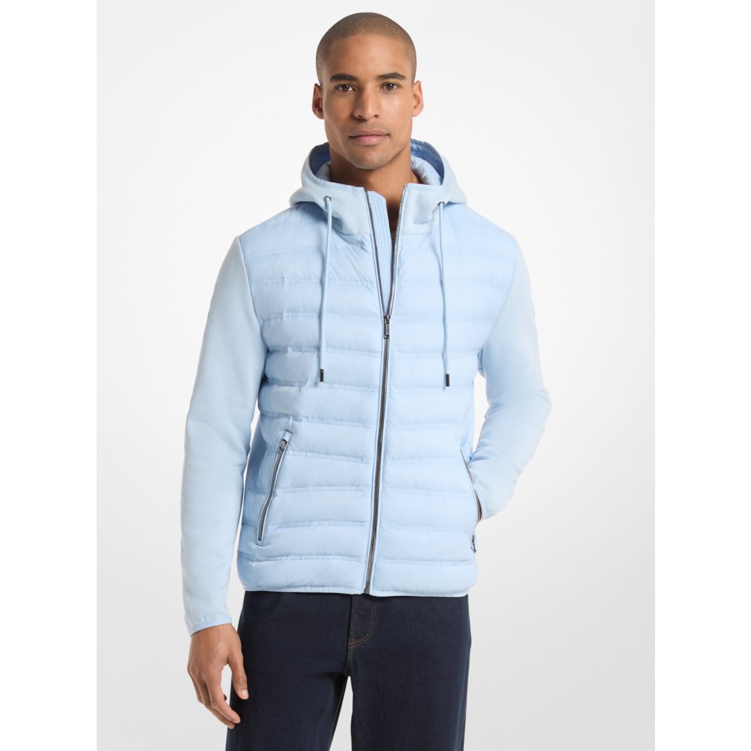 Michael Kors Galway Quilted Mixed-Media Jacket PALE BLUE