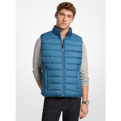Michael Kors Abbou Signature Logo Reversible Vest CORNFLOWER