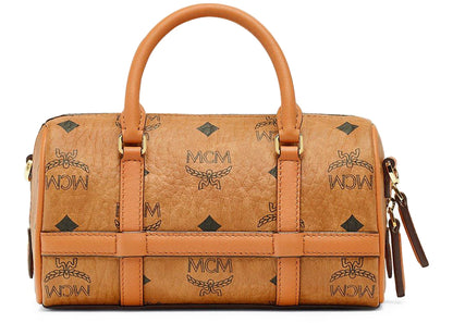 Mcm Delmy Boston Bag Mini Visetos Cognac
