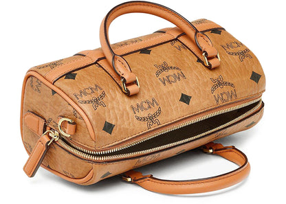 Mcm Delmy Boston Bag Mini Visetos Cognac