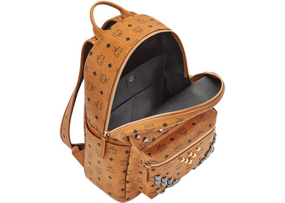 mcm stark backpack visetos m studs medium cognac 