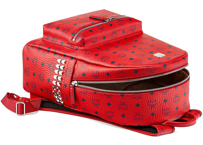mcm stark side studs backpack visetos monogram candy red 