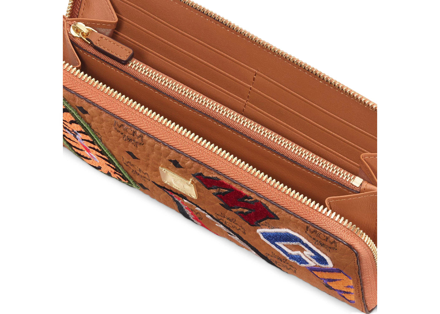Mcm X Bape Shark Zip Around Wallet Visetos Large Cognac