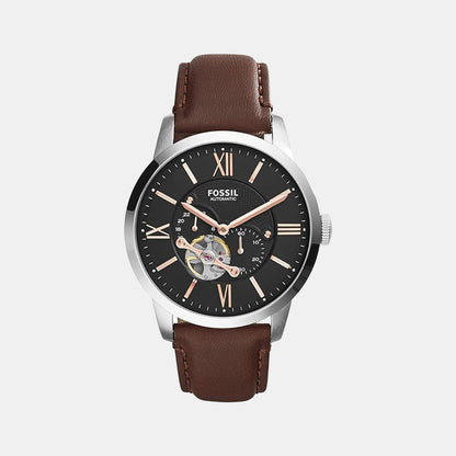 Fossil Towns Men Automatic Black Dial Multi-Function Leather Watch Me3061