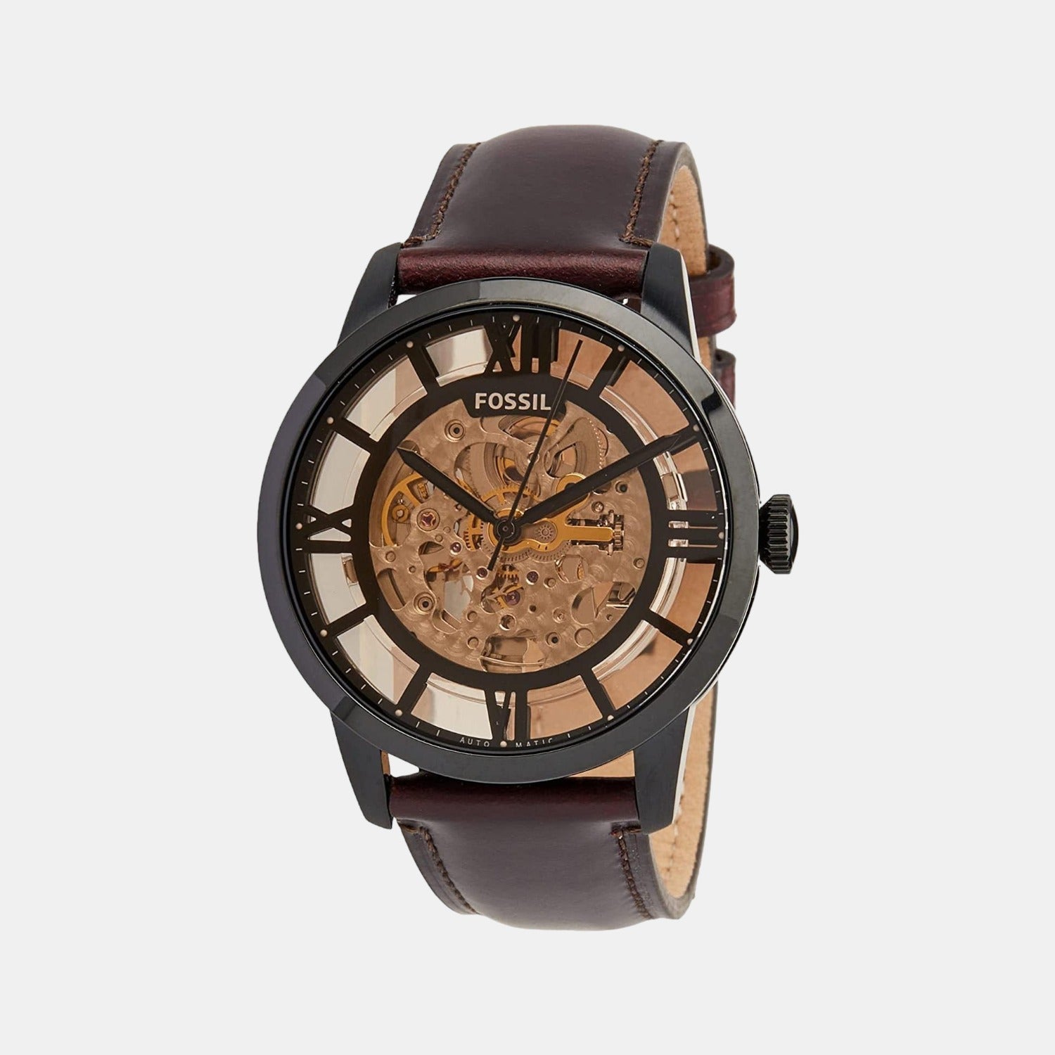 Fossil Towns Men Automatic Brown Dial Analog Leather Watch Me3098