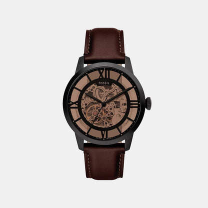 Fossil Towns Men Automatic Brown Dial Analog Leather Watch Me3098