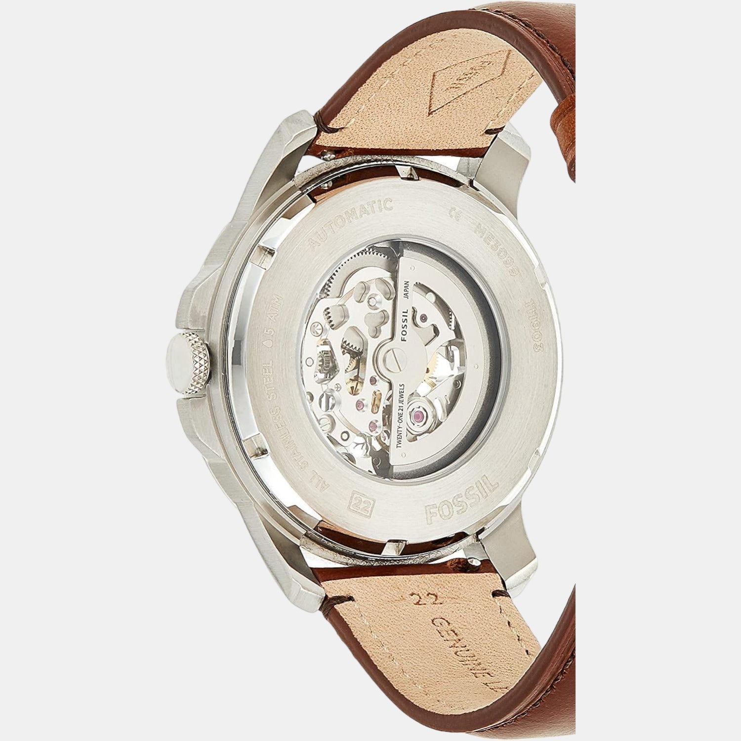 Fossil Grant Men Automatic Cream Dial Analog Leather Watch Me3099