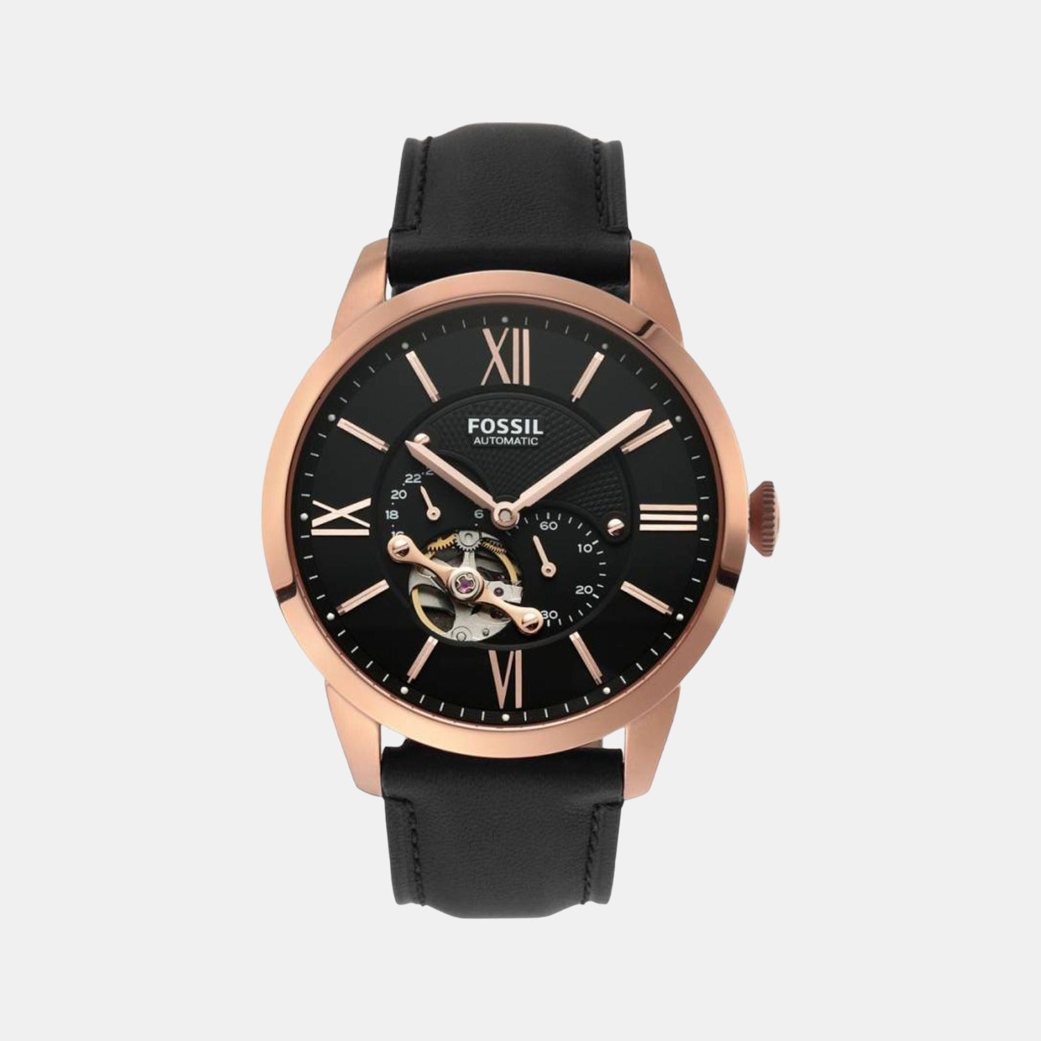 Fossil Towns Men Automatic Black Dial Multi-Function Leather Watch Me3170