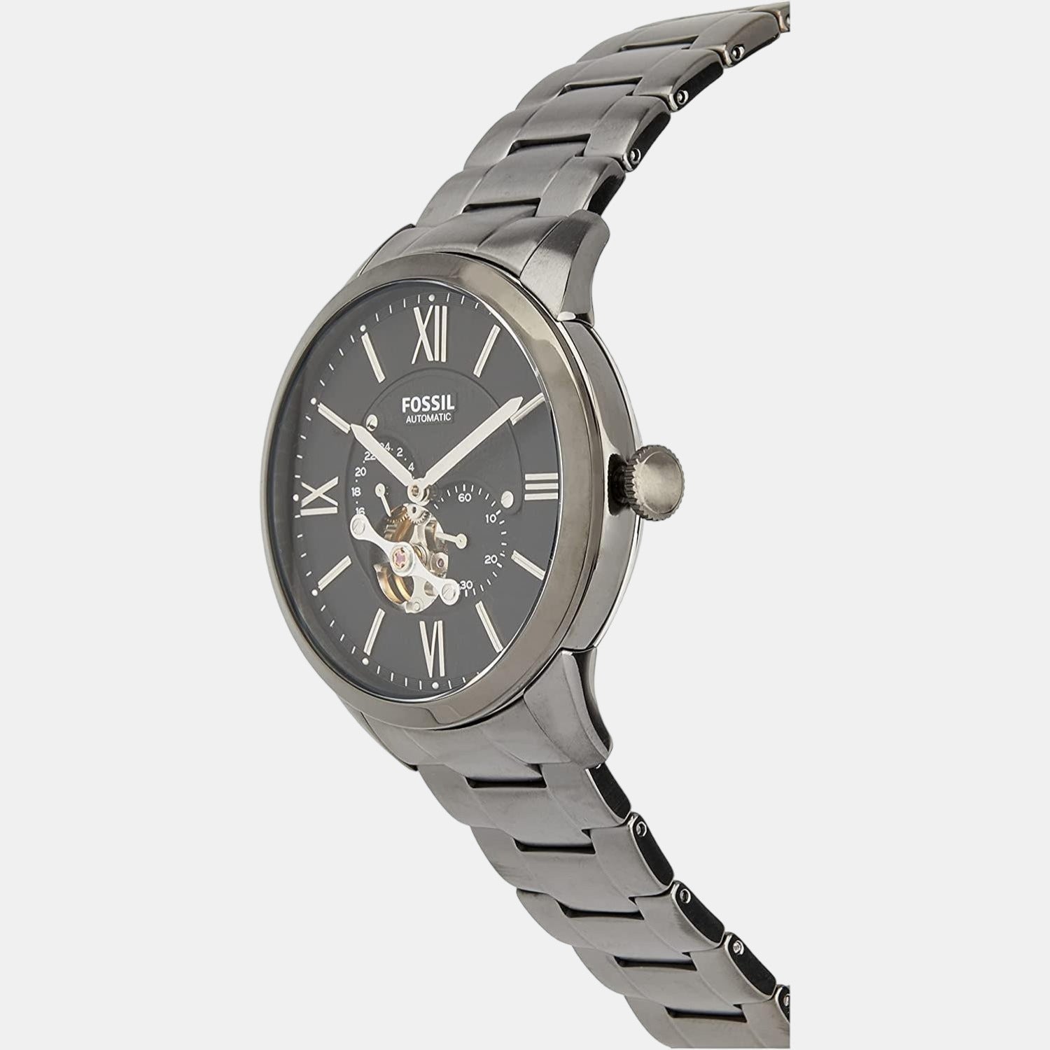 Fossil Towns Men Automatic Black Dial Multi-Function Stainless Steel Watch Me3172