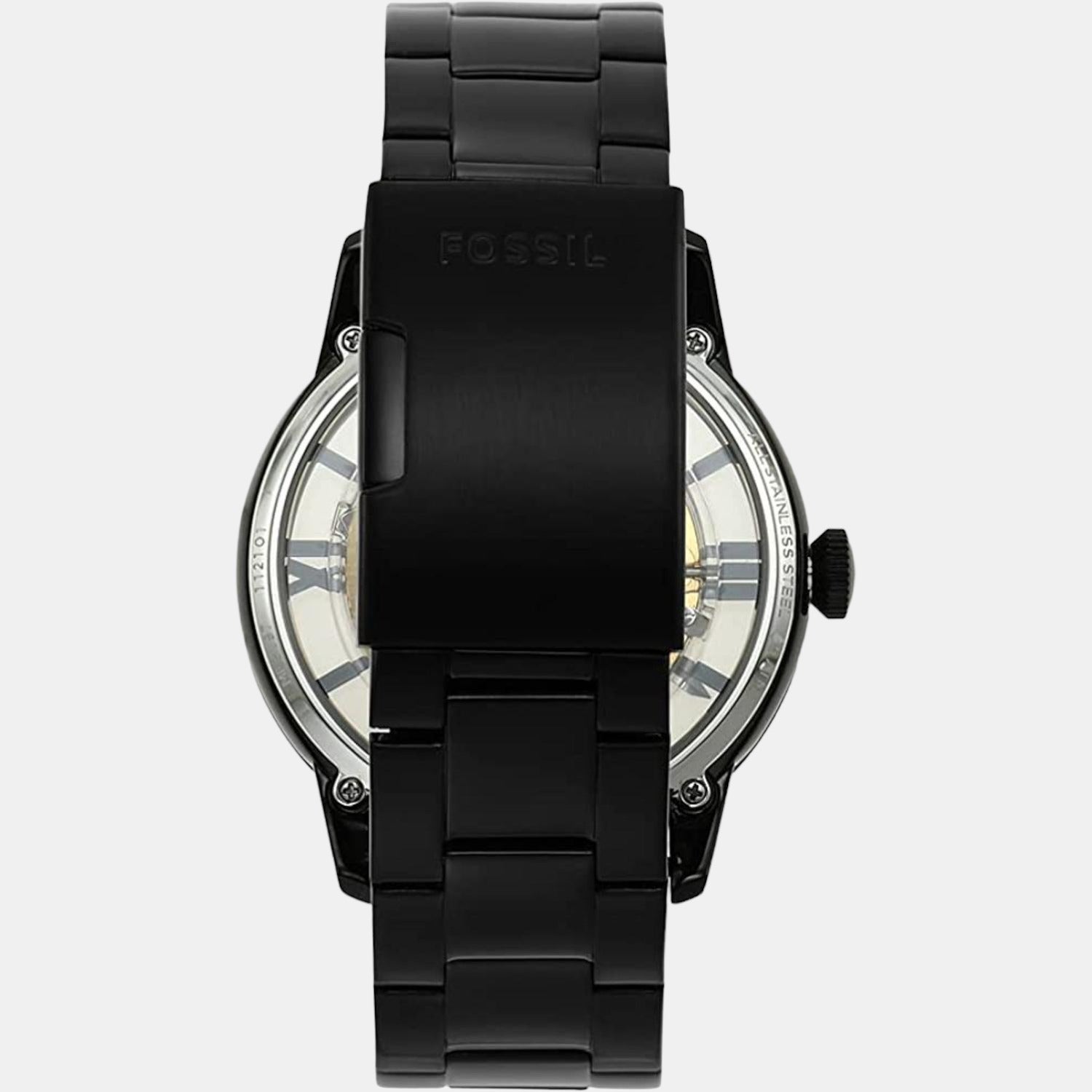Fossil Towns Men Automatic Black Dial Analog Stainless Steel Watch Me3197