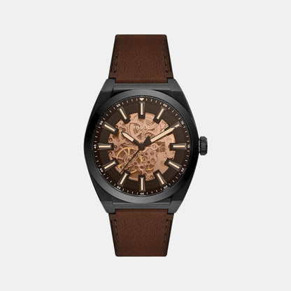 Fossil Everett Men Automatic Black Dial Analog Leather Watch Me3207