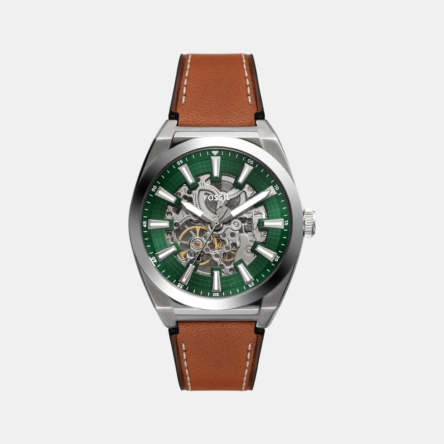 Fossil Everett Men Automatic Green Dial Analog Leather Watch Me3261
