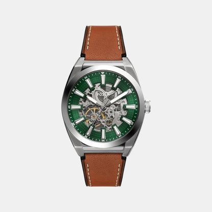 Fossil Everett Men Automatic Green Dial Analog Leather Watch Me3261