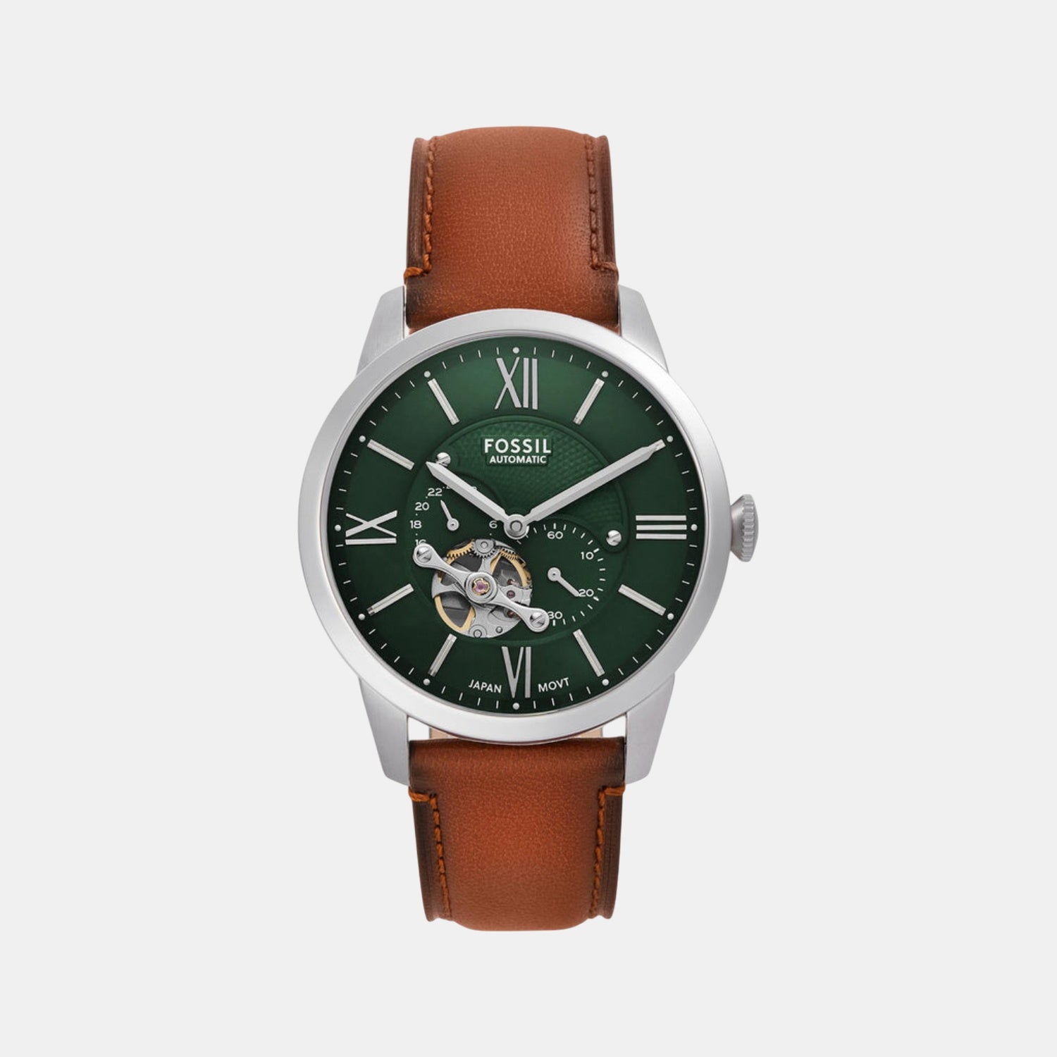Fossil Townsman Men Automatic Green Dial Multi-Function Leather Watch Me3265