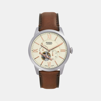 Fossil Townsman Men Automatic Cream Dial Multi-Function Leather Watch Me3266