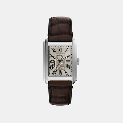 Fossil Carraway Men Automatic Beige Dial Analog Leather Watch Me3272