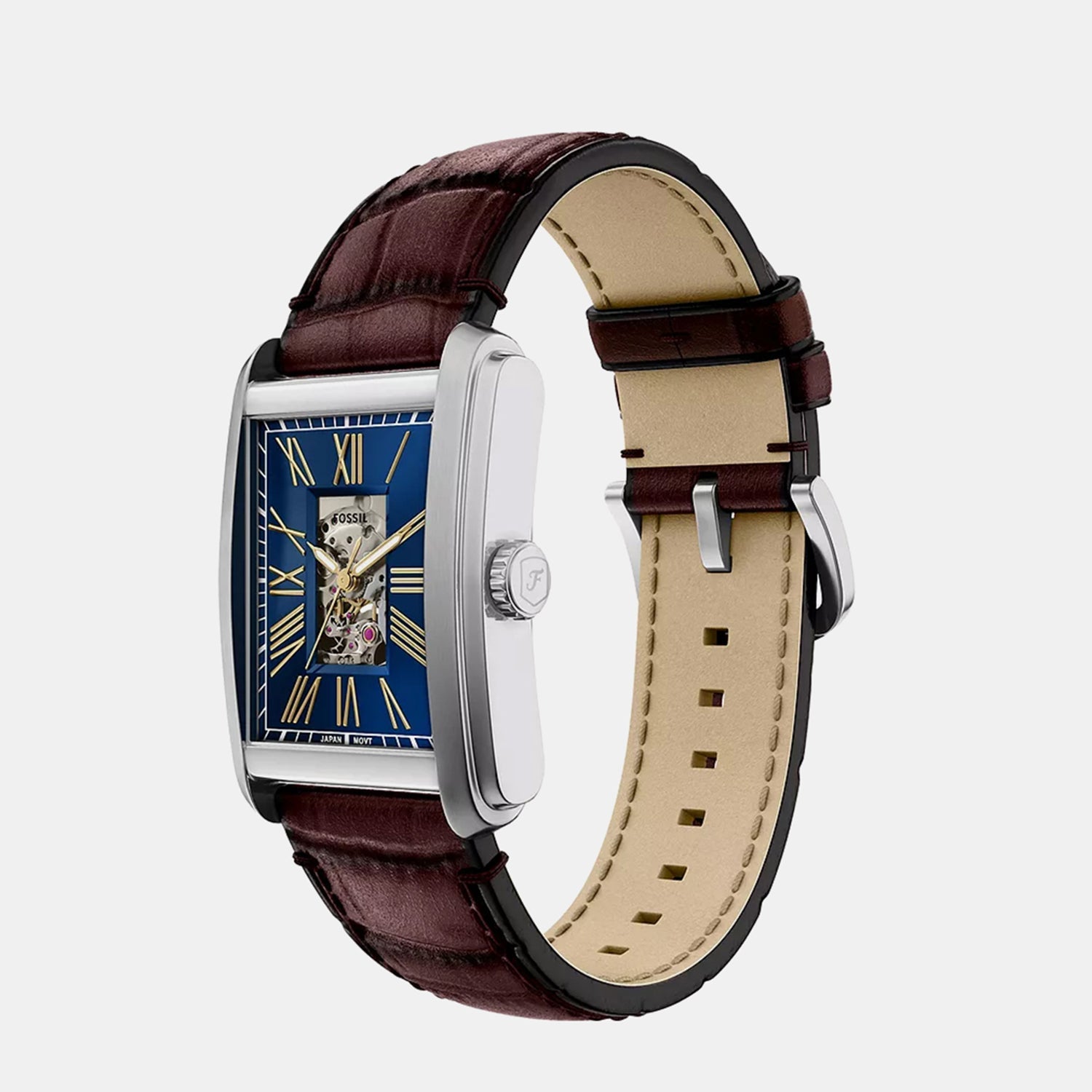 Fossil Carraway Men Automatic Blue Dial Analog Leather Watch Me3273