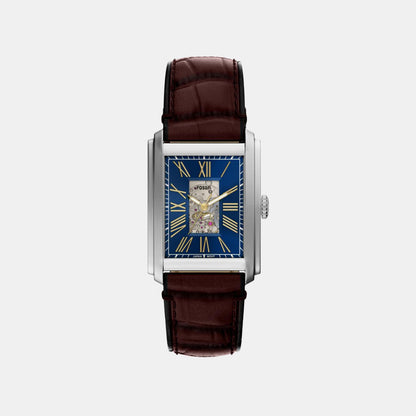 Fossil Carraway Men Automatic Blue Dial Analog Leather Watch Me3273