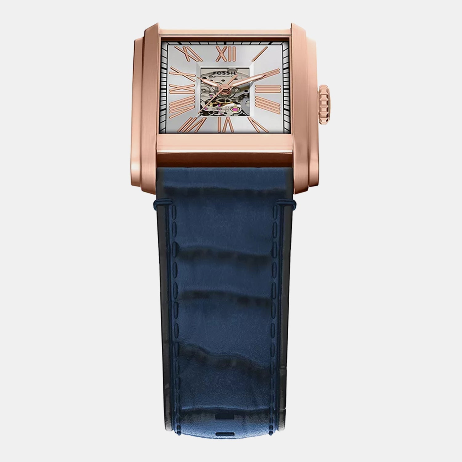 Fossil Carraway Men Automatic Silver Dial Analog Leather Watch Me3274