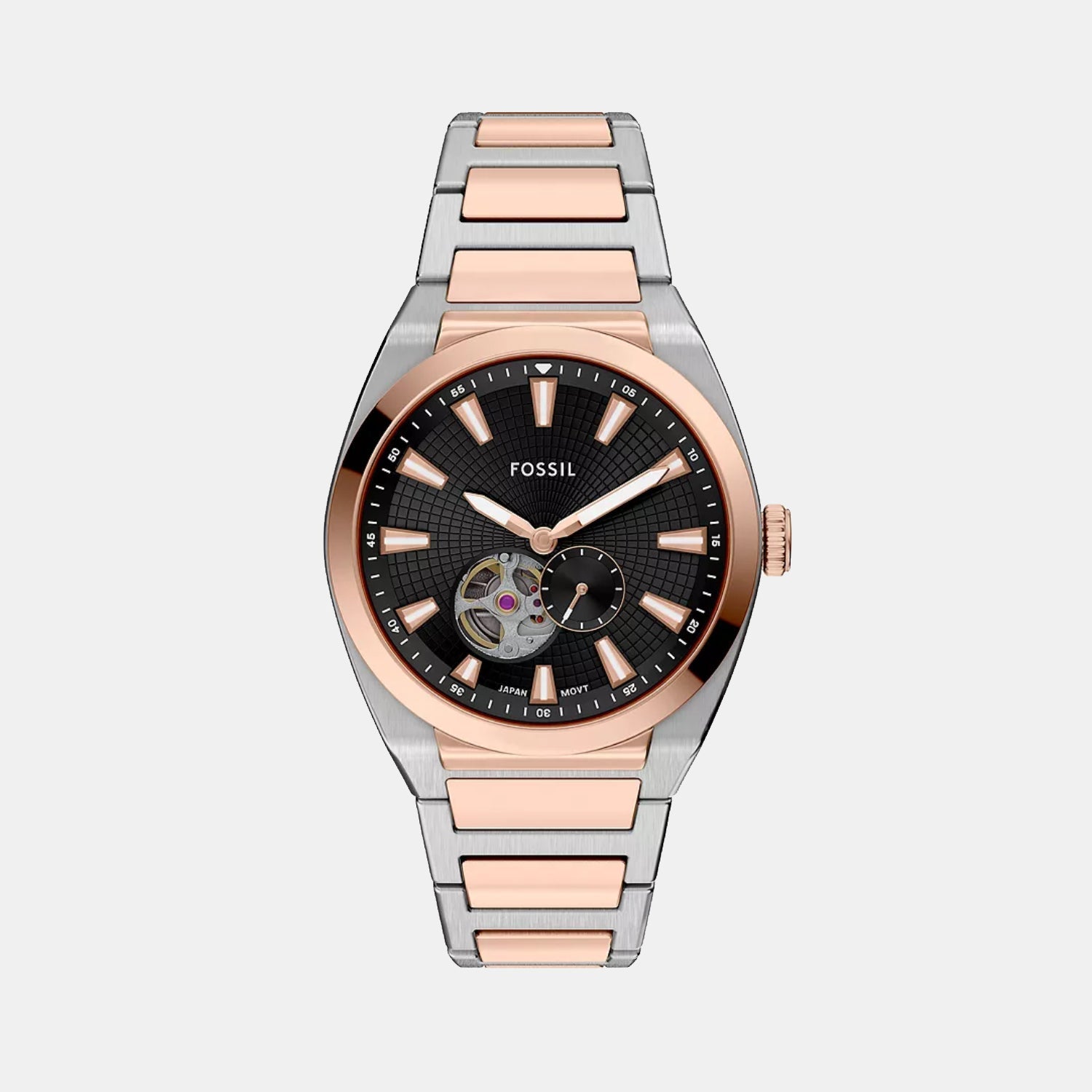 Fossil Everett Men Automatic Black Dial Analog Stainless Steel Watch Me3277