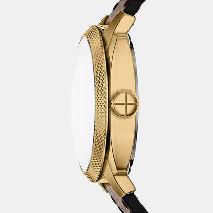Fossil Men Automatic Gold Dial Analog Leather Watch Me3278