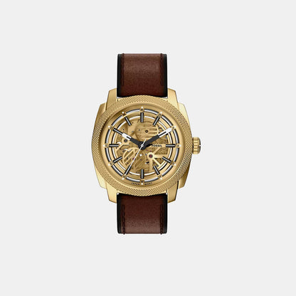 Fossil Men Automatic Gold Dial Analog Leather Watch Me3278