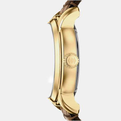 Fossil Men Automatic Gold Dial Analog Leather Watch Me3279