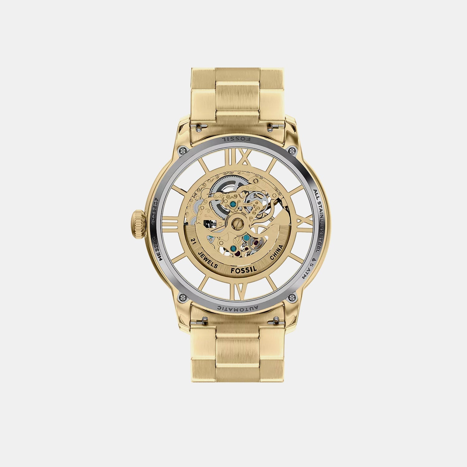Fossil Men Automatic Gold Dial Analog Stainless Steel Watch Me3280