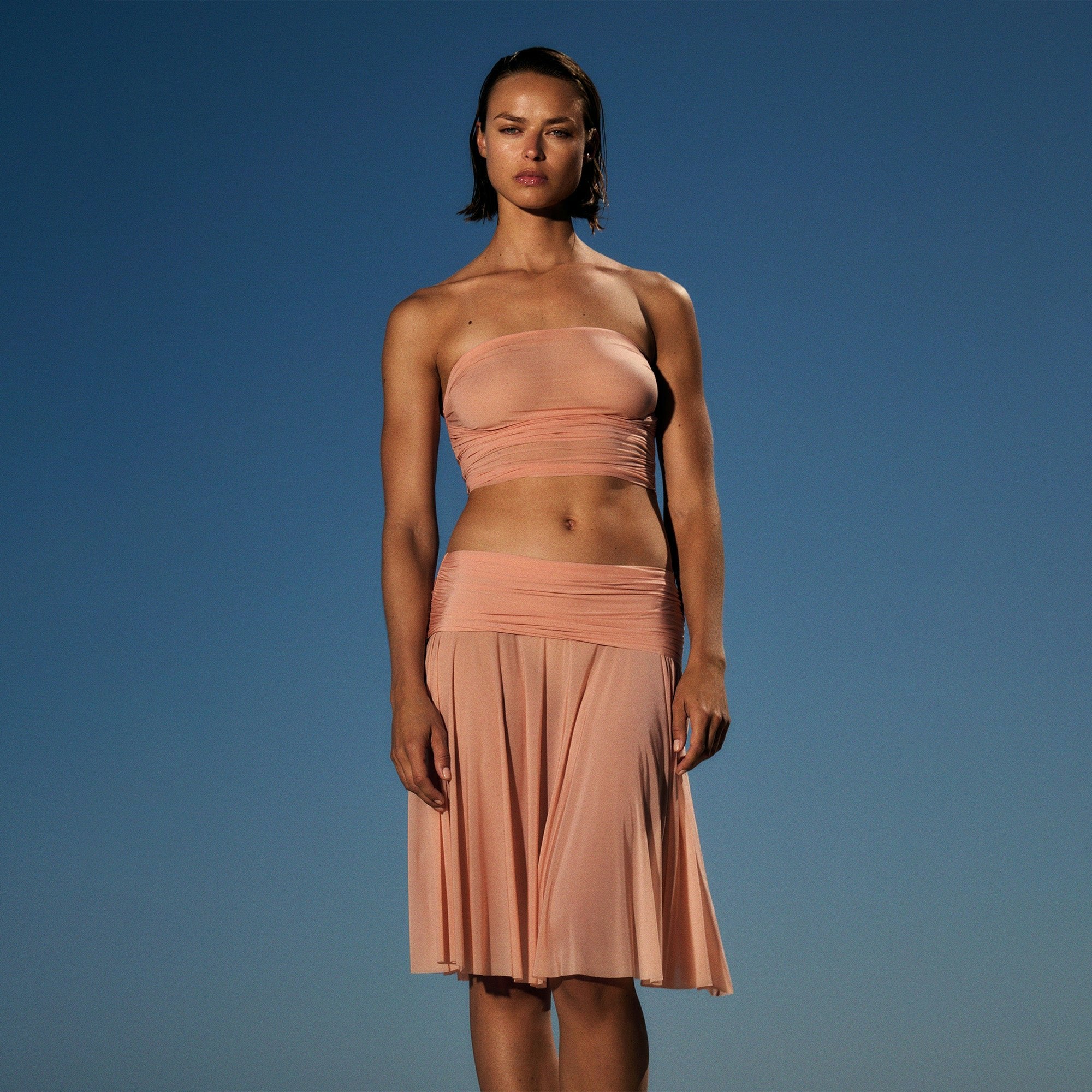 MILKY SHEER MIDI SKIRT
