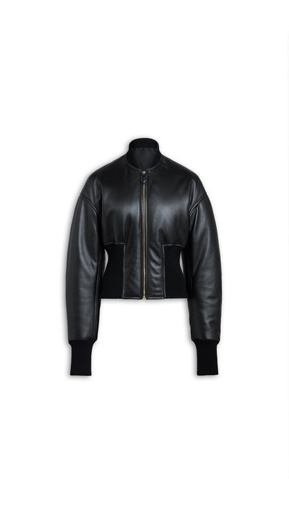 Alaïa Leather Cinched Bomber
