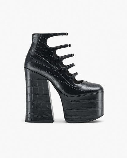 Marc Jacobs Marc Jacobs The Croc Embossed Kiki Ankle Boot Black Black