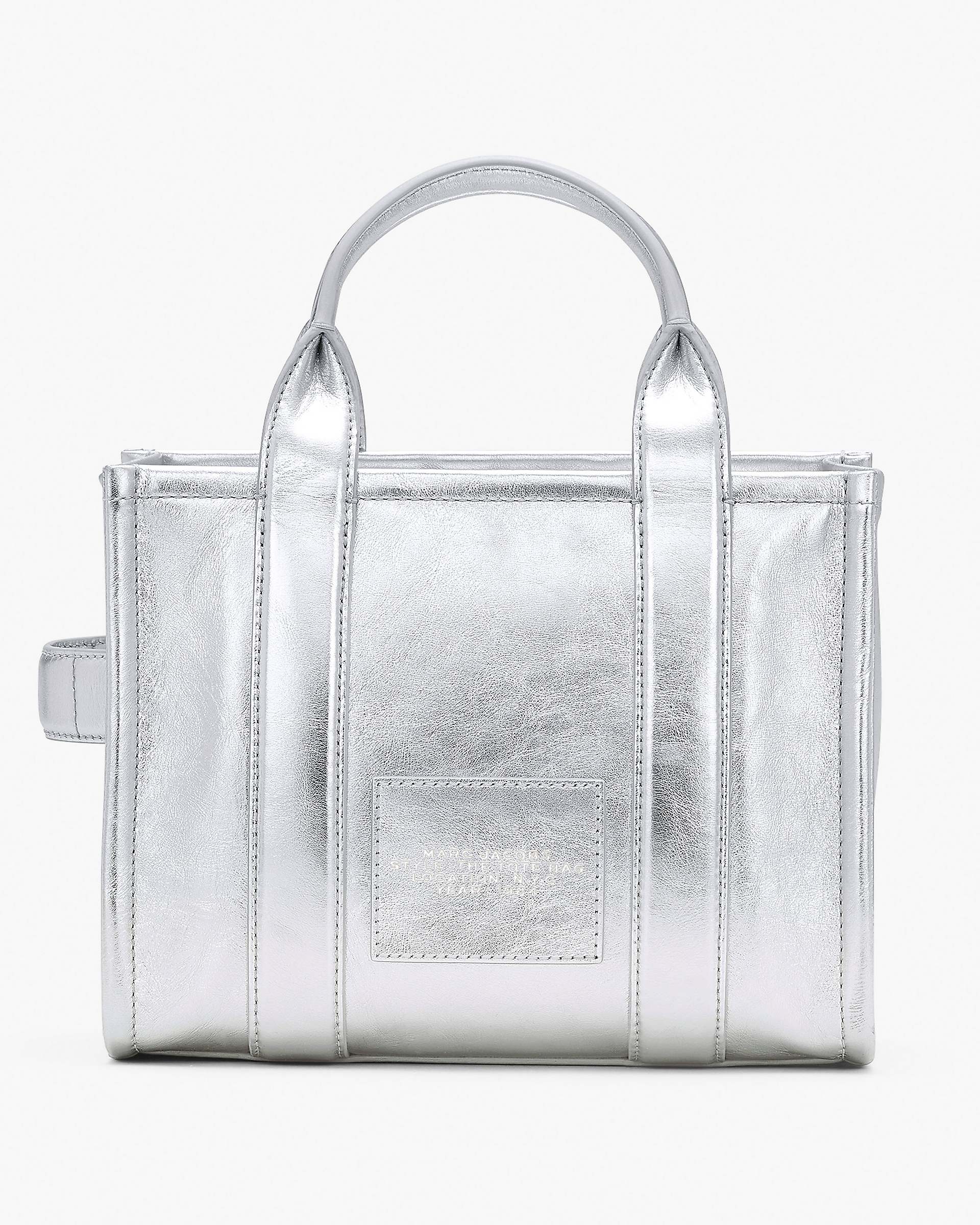 Marc Jacobs Marc Jacobs The Metallic Leather Small Tote Bag Metallic Silver Metallic Silver