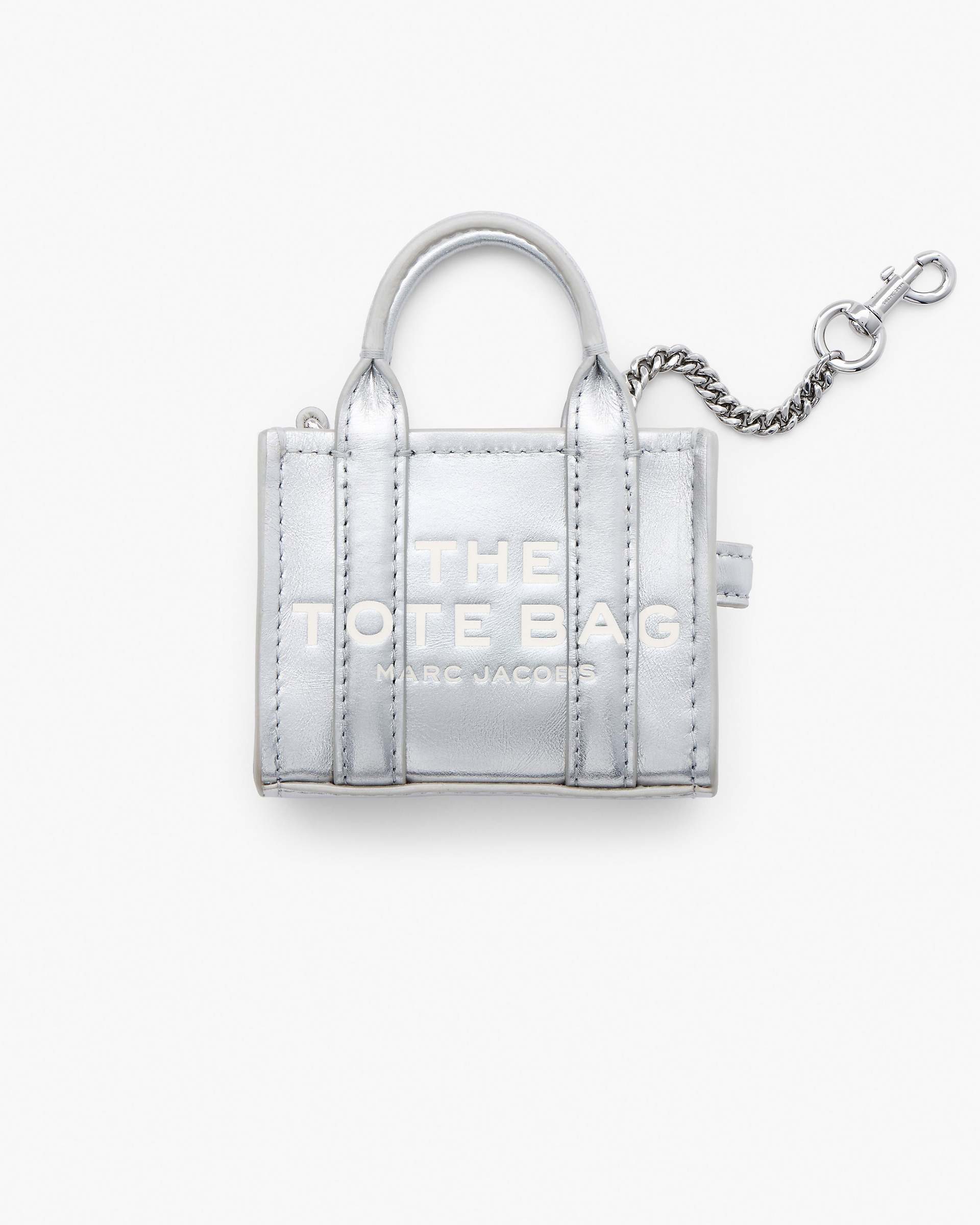 Marc Jacobs Marc Jacobs The Metallic Leather Nano Tote Charm Silver Silver