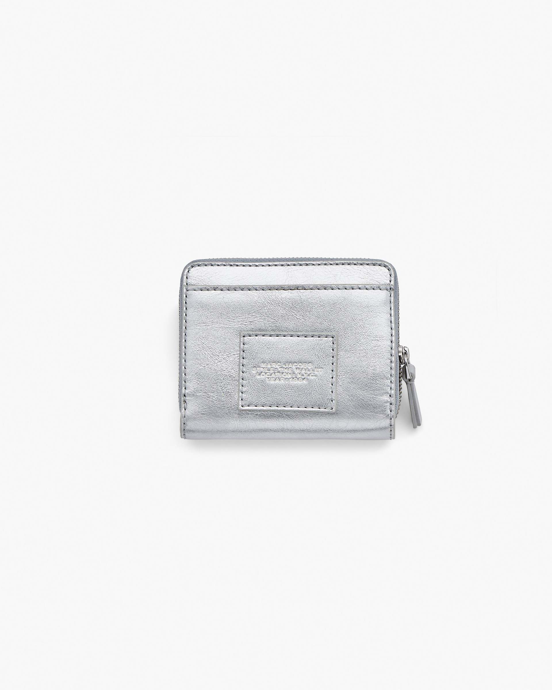 Marc Jacobs Marc Jacobs The Metallic Leather Mini Compact Wallet Metallic Silver Metallic Silver