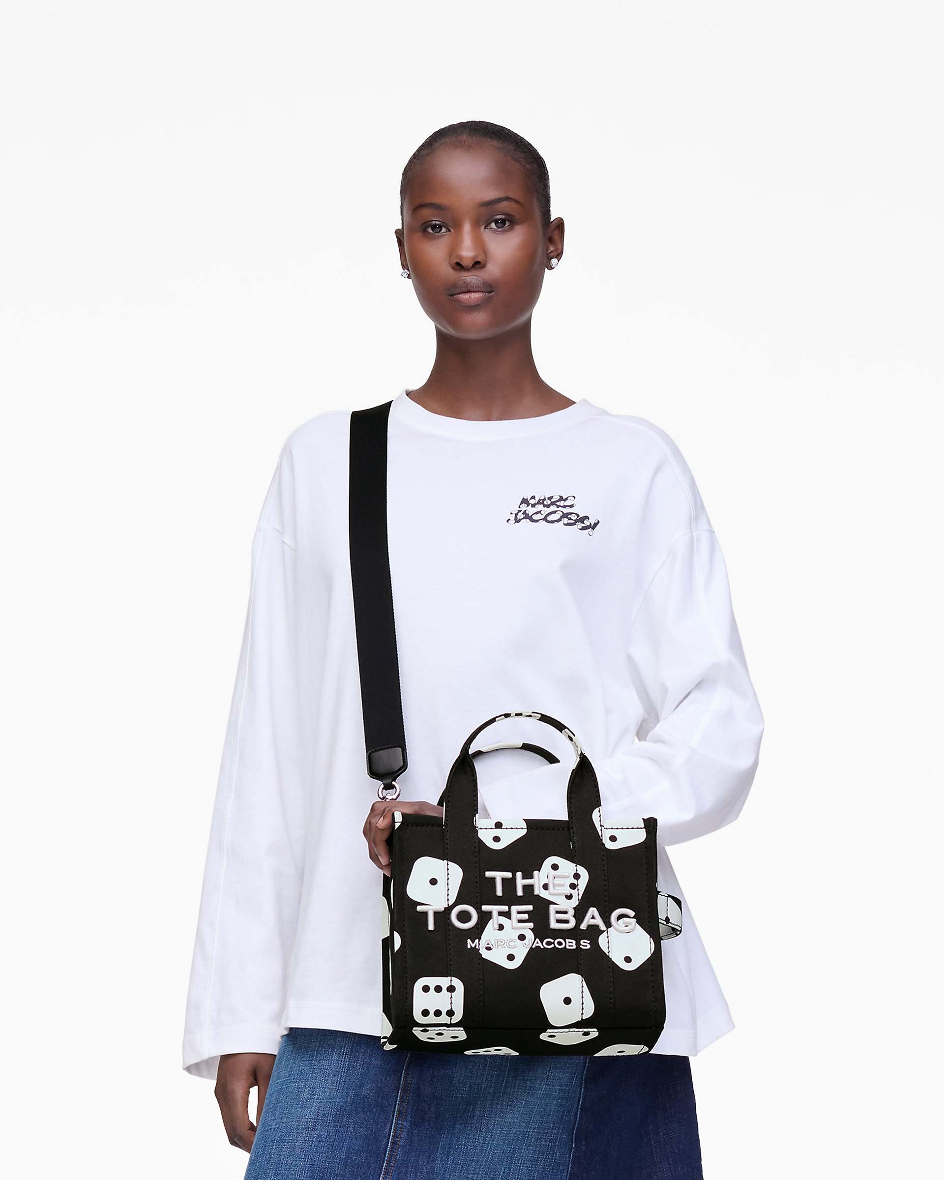 Marc Jacobs Marc Jacobs Derrick Adams X Marc Jacobs Canvas Small Tote Bag Black/White Black/white