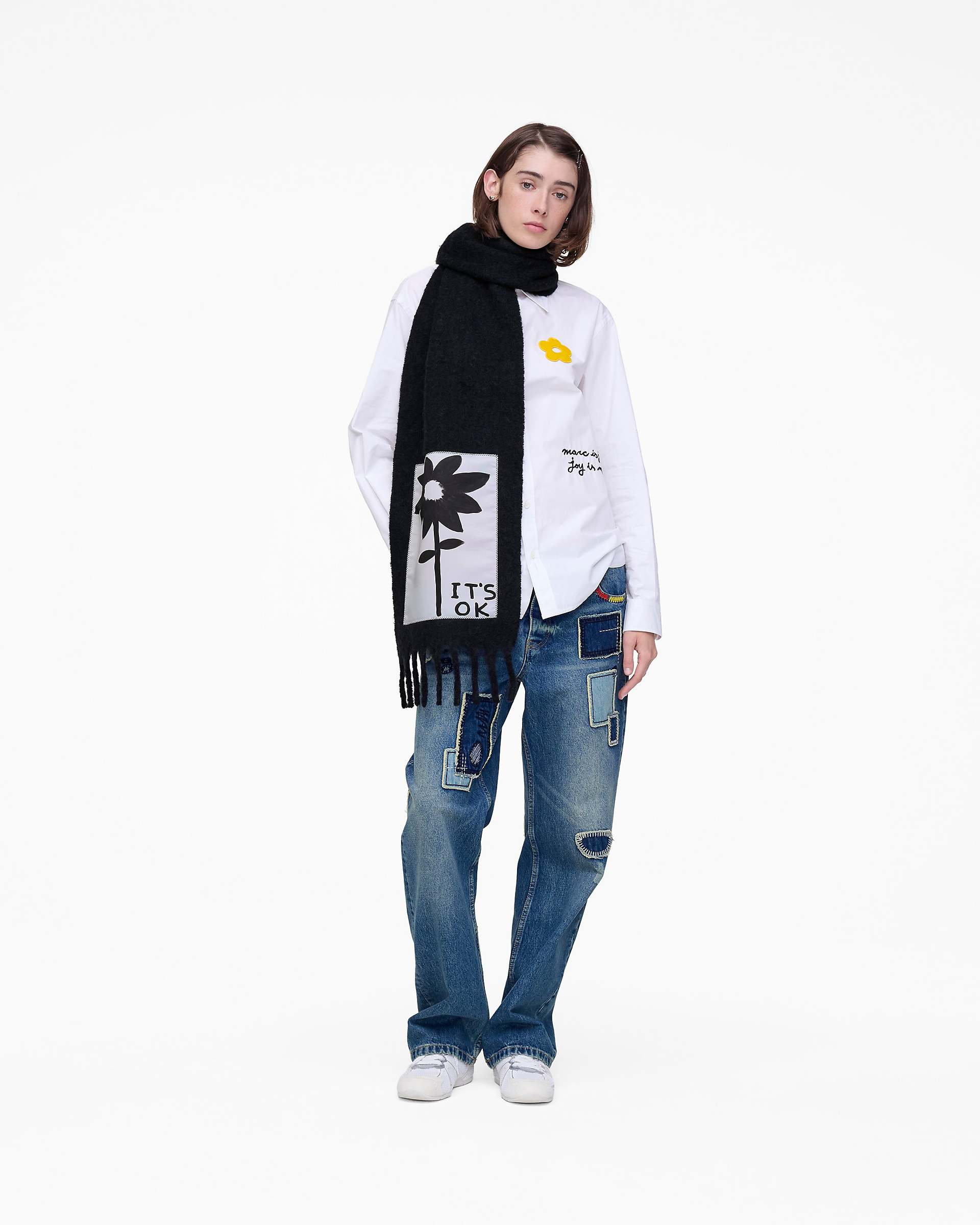 Marc Jacobs Marc Jacobs David Shrigley X Marc Jacobs It's Ok Wool Scarf Black Multi Black Multi