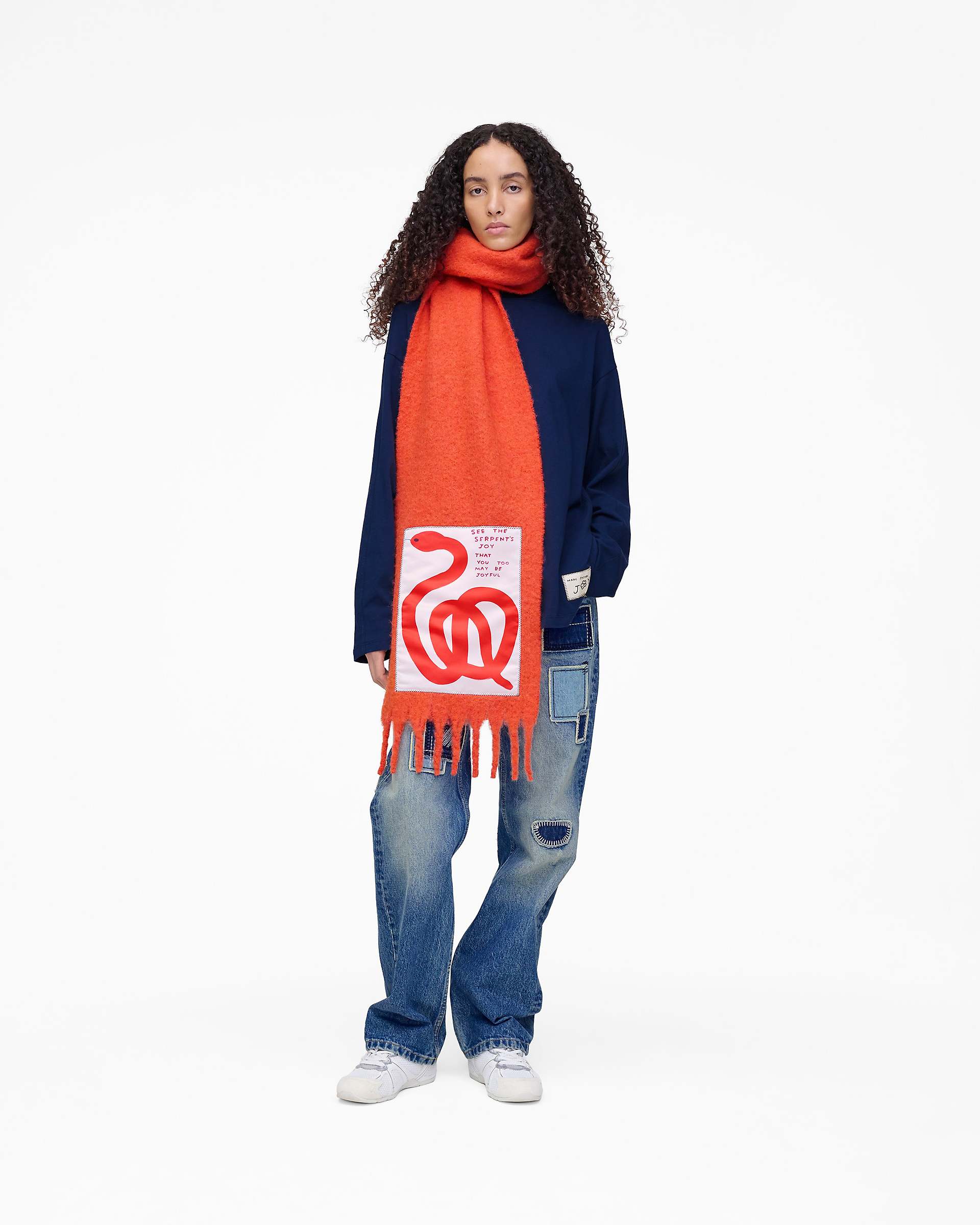Marc Jacobs Marc Jacobs David Shrigley X Marc Jacobs Snake Wool Scarf Orange Multi Orange Multi