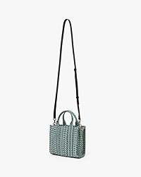 Marc Jacobs The Washed Monogram Denim Crossbody Tote Bag Sun Faded Denim