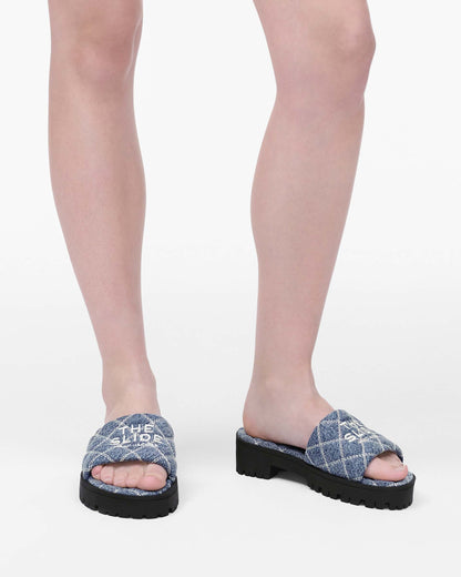 Marc Jacobs Marc Jacobs The Quilted Denim Lug Sole Slide Light Wash Indigo Light Wash Indigo