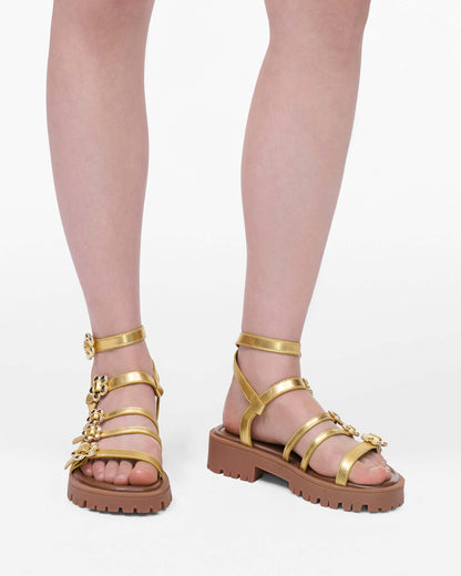 Marc Jacobs Marc Jacobs The Metallic Leather Daisy Gladiator Sandal Gold Gold