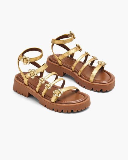 Marc Jacobs Marc Jacobs The Metallic Leather Daisy Gladiator Sandal Gold Gold