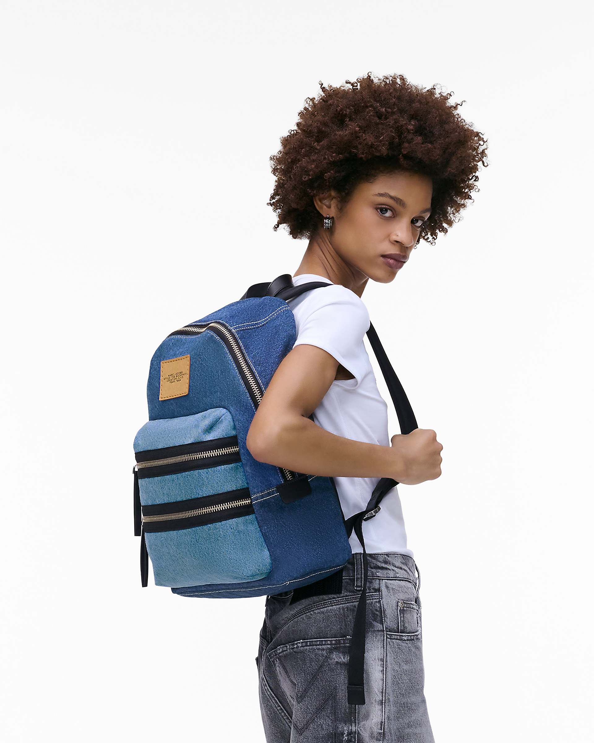 Marc Jacobs Marc Jacobs The Biker Colorblock Denim Large Backpack Indigo Multi Indigo Multi