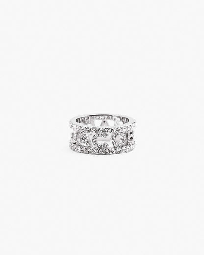 Marc Jacobs Marc Jacobs The Monogram Pave Ring Silver/Crystal Silver/crystal