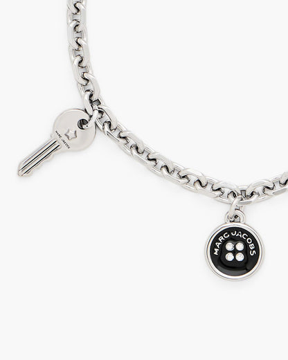 Marc Jacobs Marc Jacobs Button Charm Bracelet Silver/Black Silver/black