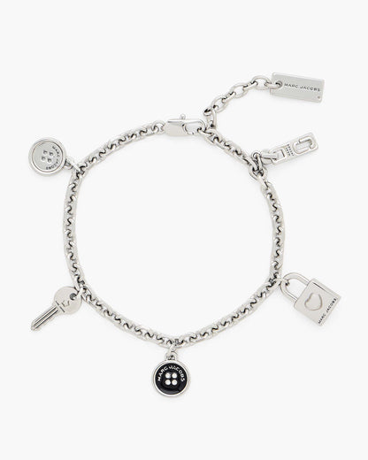 Marc Jacobs Marc Jacobs Button Charm Bracelet Silver/Black Silver/black